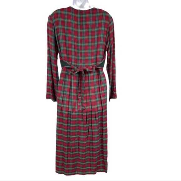 80’s 90’s Vintage Plaid Christmas Maxi Dress 8 Pockets Velvet Embellishments - Picture 6 of 15
